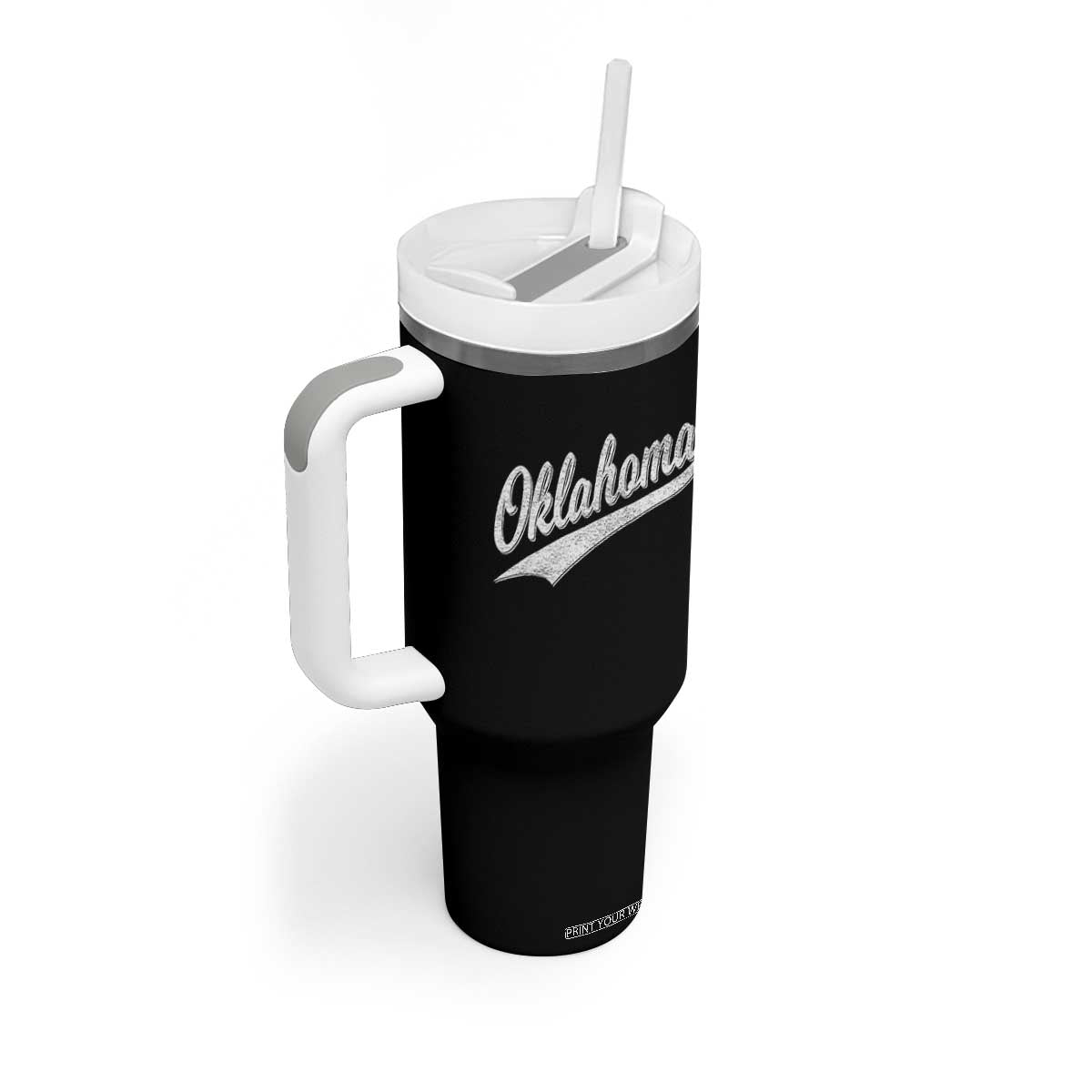 Vintage Oklahoma Throwback Distressed Tumbler With Handle Retro Classic OK State Pride TS02 Print Your Wear