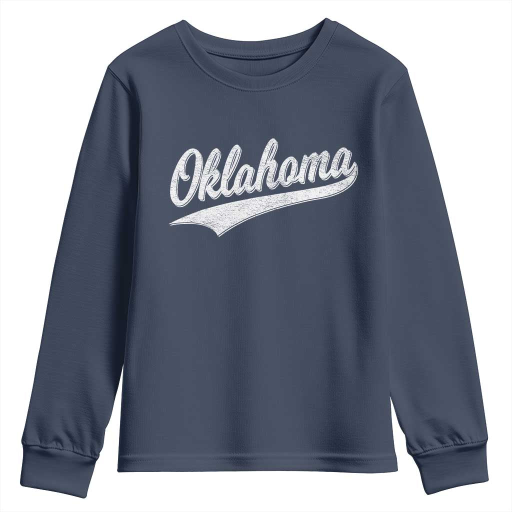 Vintage Oklahoma Throwback Distressed Youth Sweatshirt Retro Classic OK State Pride TS02 Navy Print Your Wear