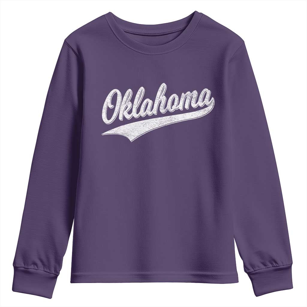 Vintage Oklahoma Throwback Distressed Youth Sweatshirt Retro Classic OK State Pride TS02 Purple Print Your Wear