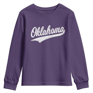 Vintage Oklahoma Throwback Distressed Youth Sweatshirt Retro Classic OK State Pride TS02 Purple Print Your Wear