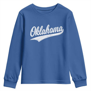 Vintage Oklahoma Throwback Distressed Youth Sweatshirt Retro Classic OK State Pride TS02 Royal Blue Print Your Wear