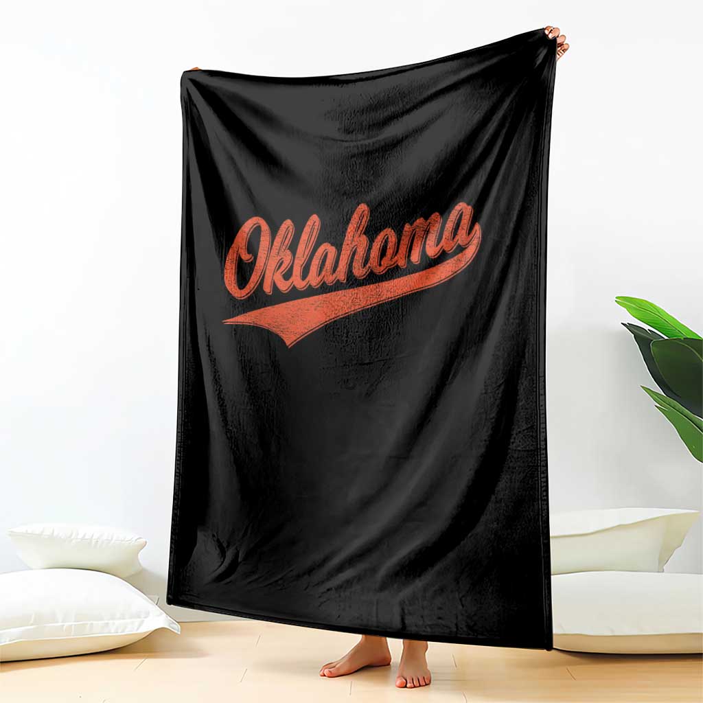 Vintage Oklahoma Orange Throwback Distressed Throw Blanket Retro Classic OK State Pride TS02 Print Your Wear