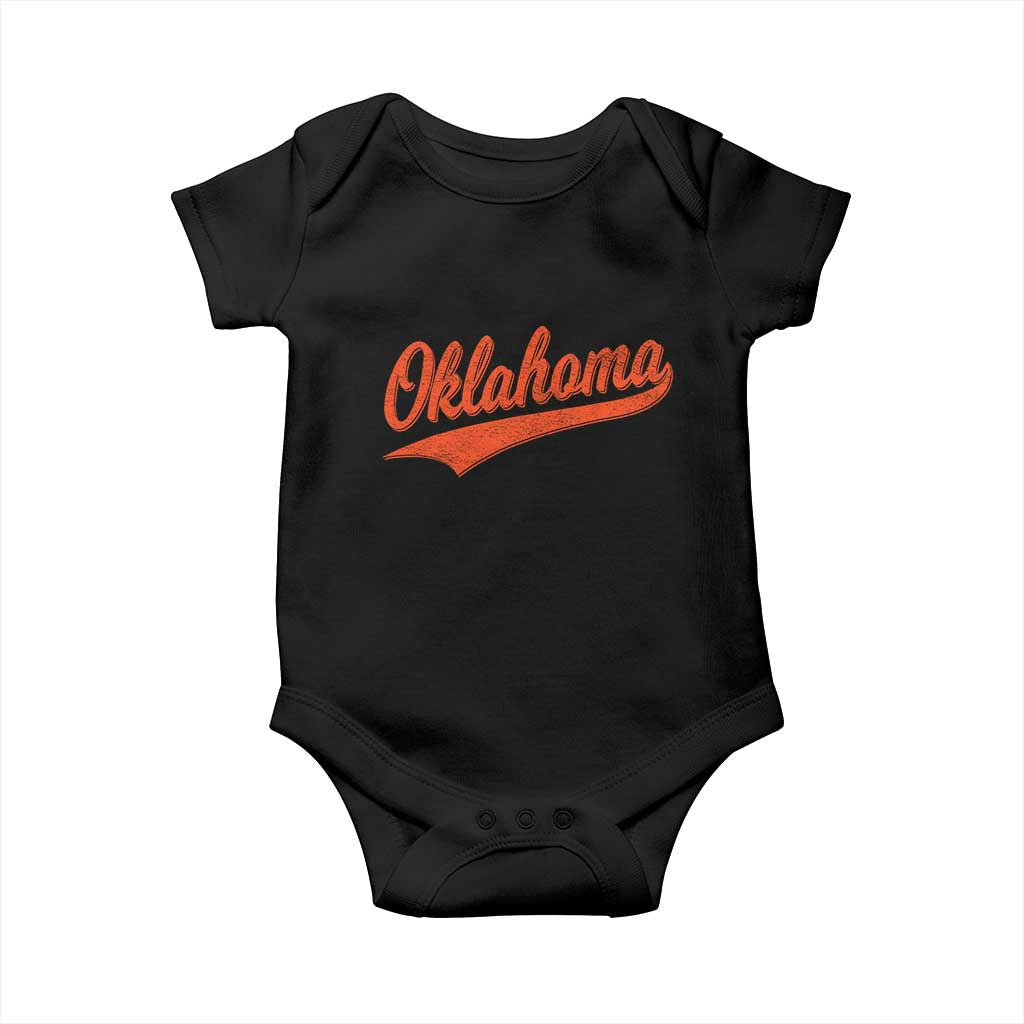 Vintage Oklahoma Orange Throwback Distressed Baby Onesie Retro Classic OK State Pride TS02 Black Print Your Wear