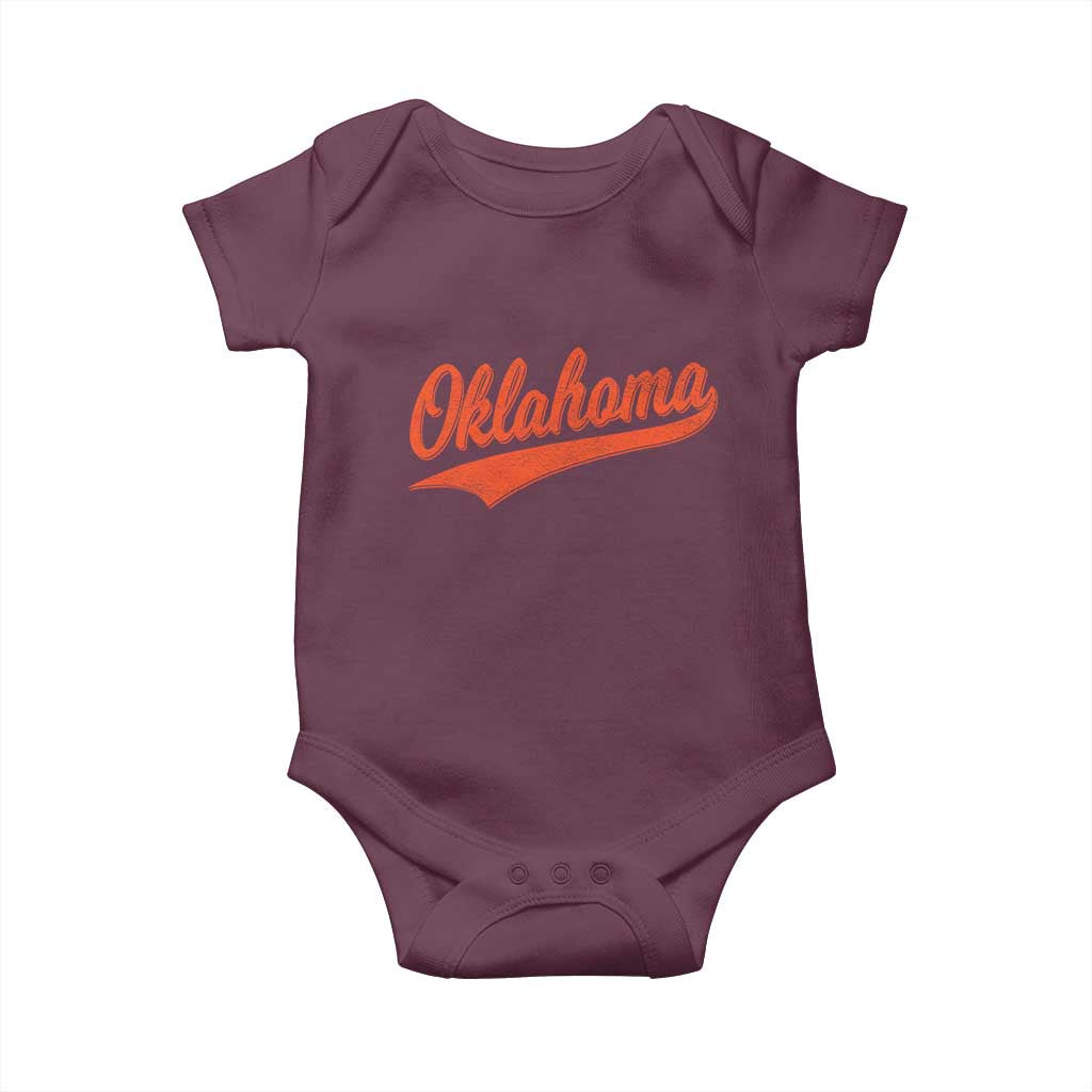 Vintage Oklahoma Orange Throwback Distressed Baby Onesie Retro Classic OK State Pride TS02 Maroon Print Your Wear
