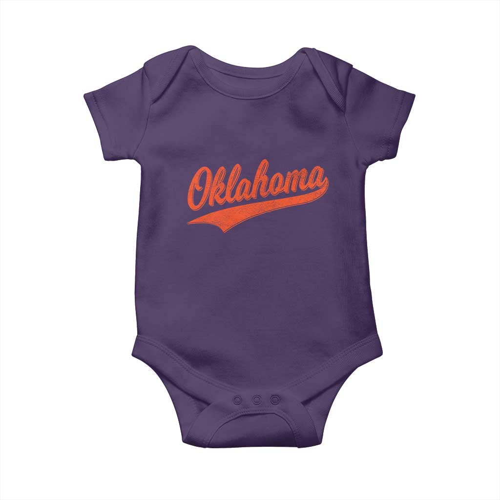 Vintage Oklahoma Orange Throwback Distressed Baby Onesie Retro Classic OK State Pride TS02 Purple Print Your Wear
