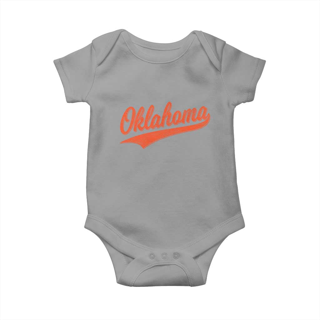 Vintage Oklahoma Orange Throwback Distressed Baby Onesie Retro Classic OK State Pride TS02 Sport Gray Print Your Wear