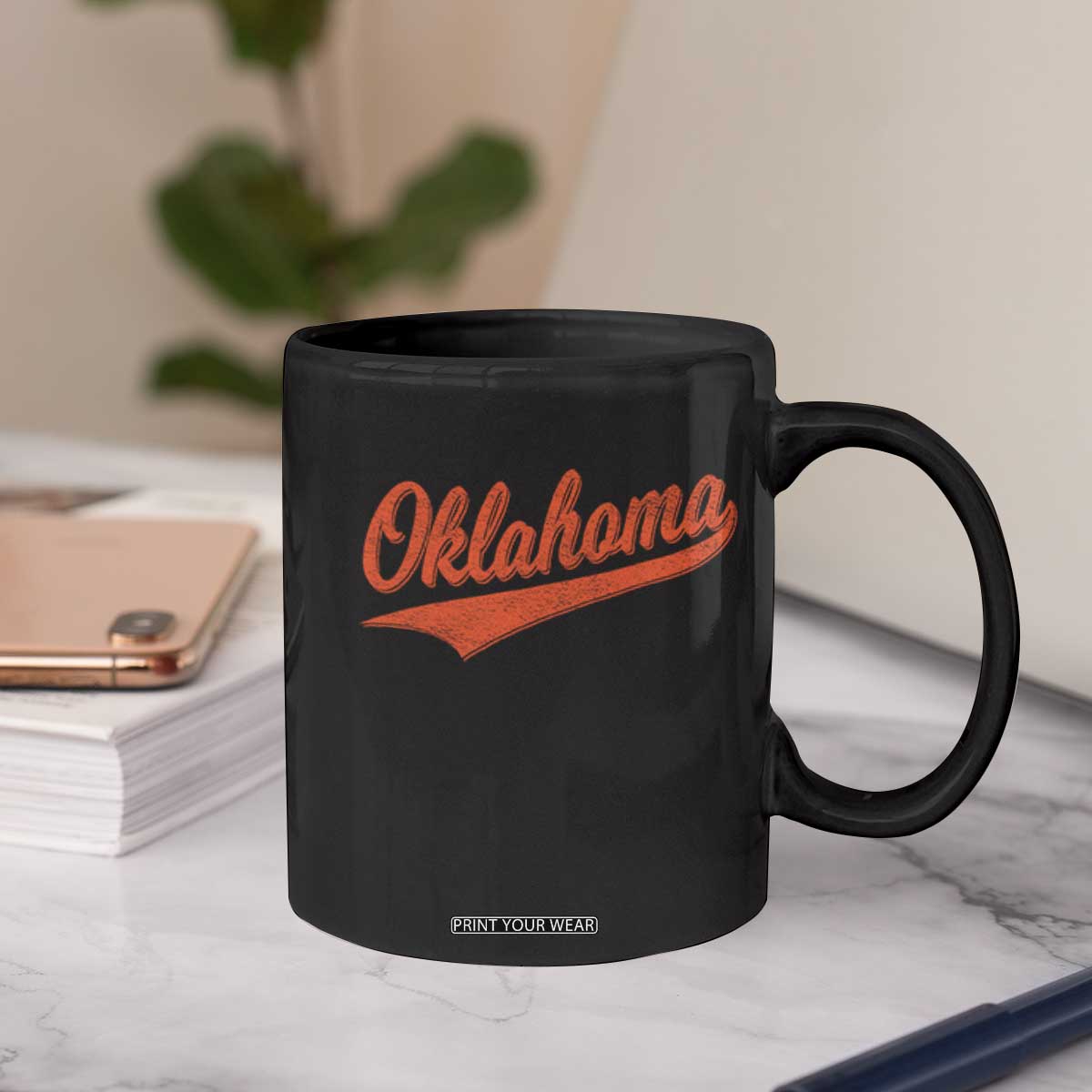 Vintage Oklahoma Orange Throwback Distressed Coffee Mug Retro Classic OK State Pride TS02 Print Your Wear