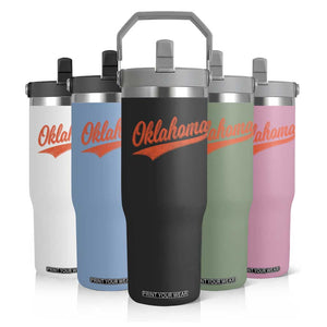 Vintage Oklahoma Orange Throwback Distressed Flip Straw Tumbler Retro Classic OK State Pride TS02 Print Your Wear
