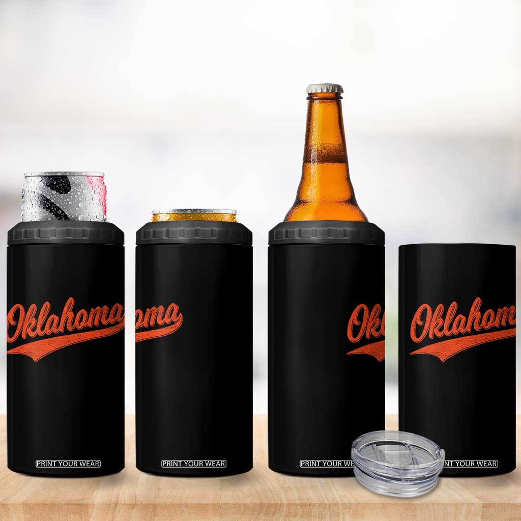 Vintage Oklahoma Orange Throwback Distressed 4 in 1 Can Cooler Tumbler Retro Classic OK State Pride TS02 Print Your Wear