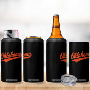 Vintage Oklahoma Orange Throwback Distressed 4 in 1 Can Cooler Tumbler Retro Classic OK State Pride TS02 Print Your Wear
