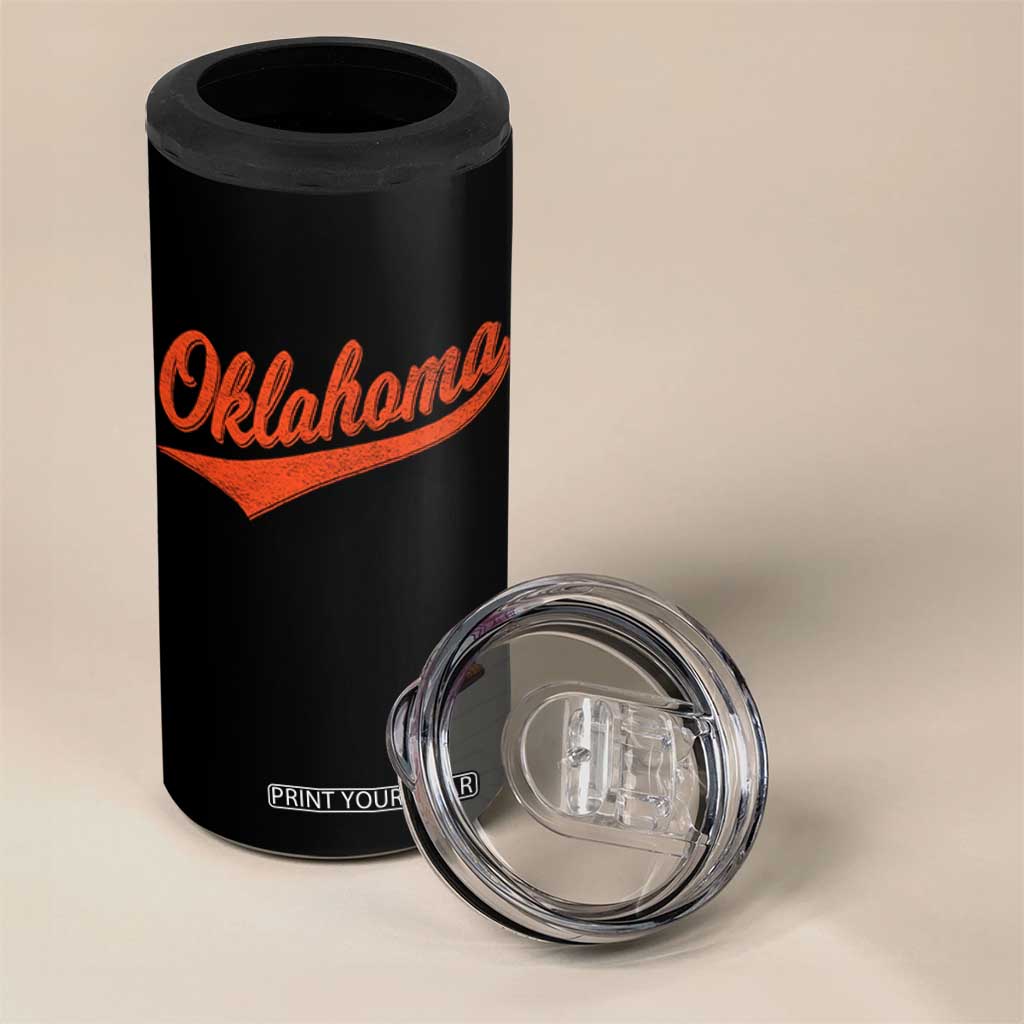Vintage Oklahoma Orange Throwback Distressed 4 in 1 Can Cooler Tumbler Retro Classic OK State Pride TS02 Print Your Wear