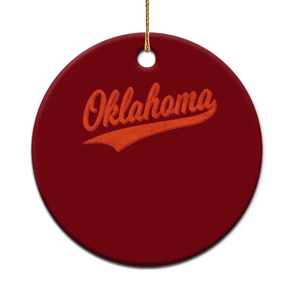 Vintage Oklahoma Orange Throwback Distressed Ceramic Ornament Retro Classic OK State Pride - Print Your Wear
