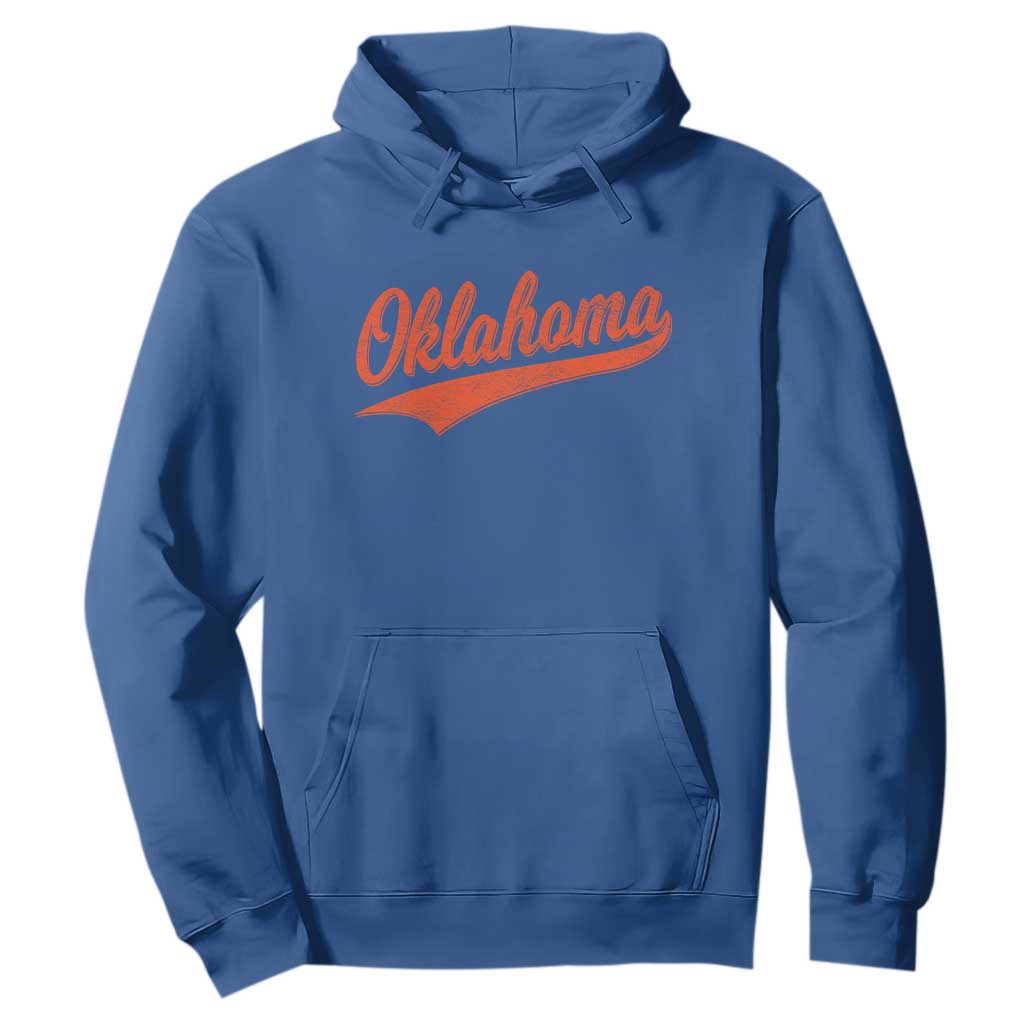 Vintage Oklahoma Orange Throwback Distressed Hoodie Retro Classic OK State Pride TS02 Royal Blue Print Your Wear