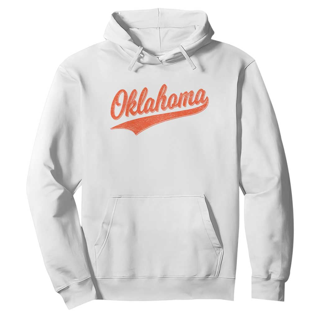 Vintage Oklahoma Orange Throwback Distressed Hoodie Retro Classic OK State Pride TS02 White Print Your Wear