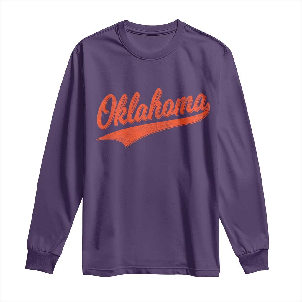 Vintage Oklahoma Orange Throwback Distressed Long Sleeve Shirt Retro Classic OK State Pride TS02 Purple Print Your Wear