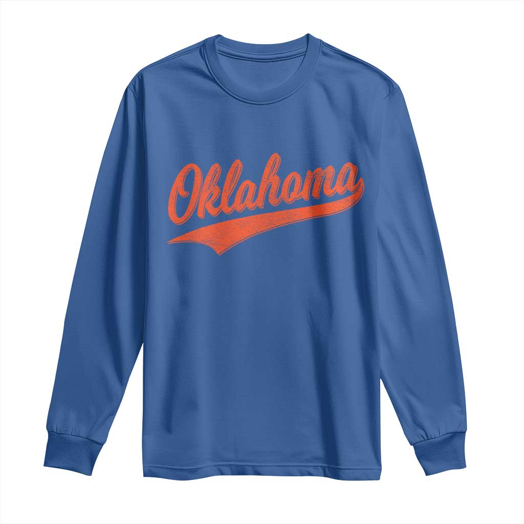 Vintage Oklahoma Orange Throwback Distressed Long Sleeve Shirt Retro Classic OK State Pride TS02 Royal Blue Print Your Wear