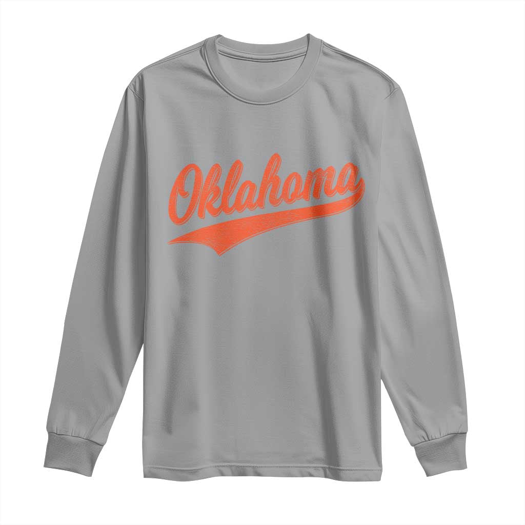 Vintage Oklahoma Orange Throwback Distressed Long Sleeve Shirt Retro Classic OK State Pride TS02 Sport Gray Print Your Wear