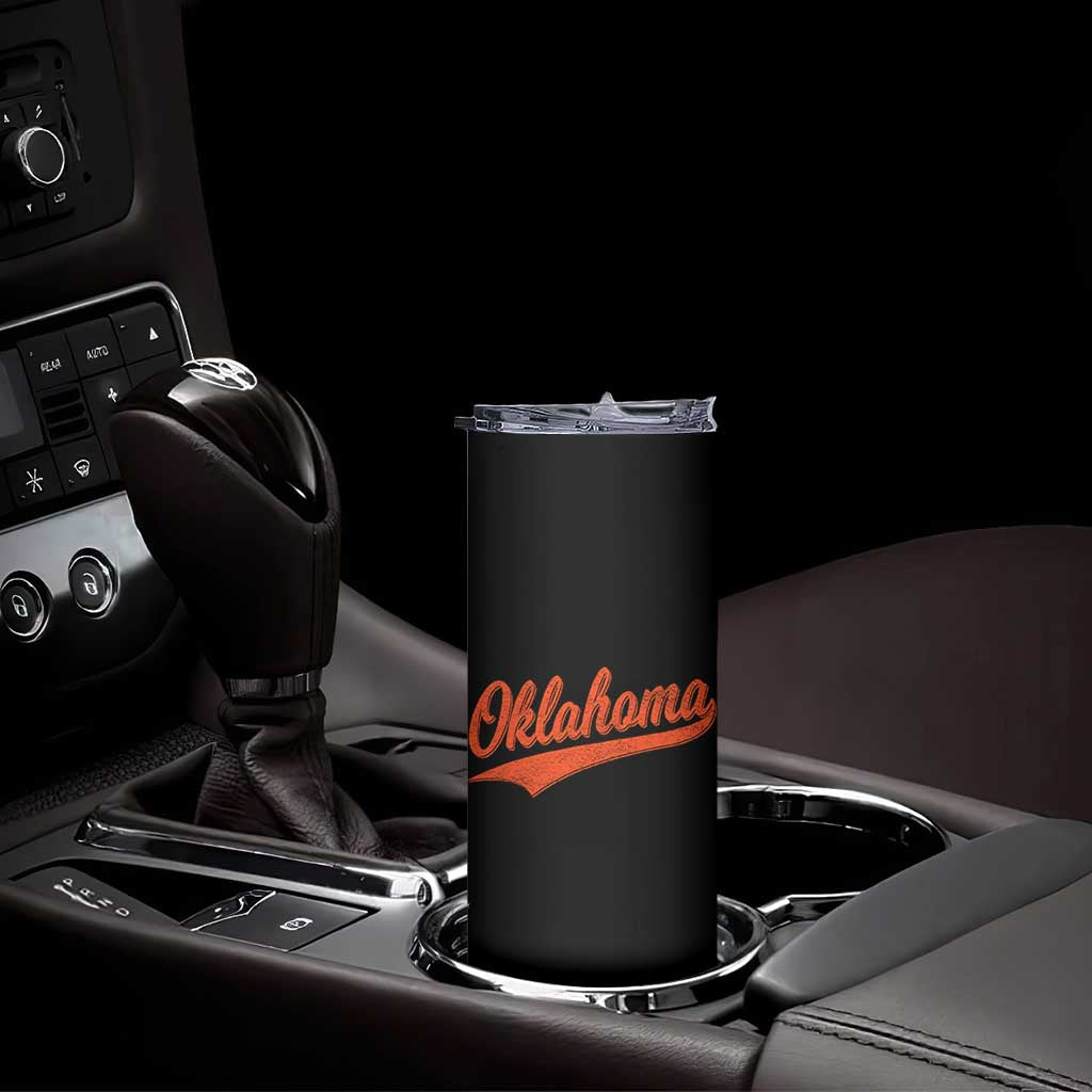 Vintage Oklahoma Orange Throwback Distressed Skinny Tumbler Retro Classic OK State Pride TS02 Print Your Wear