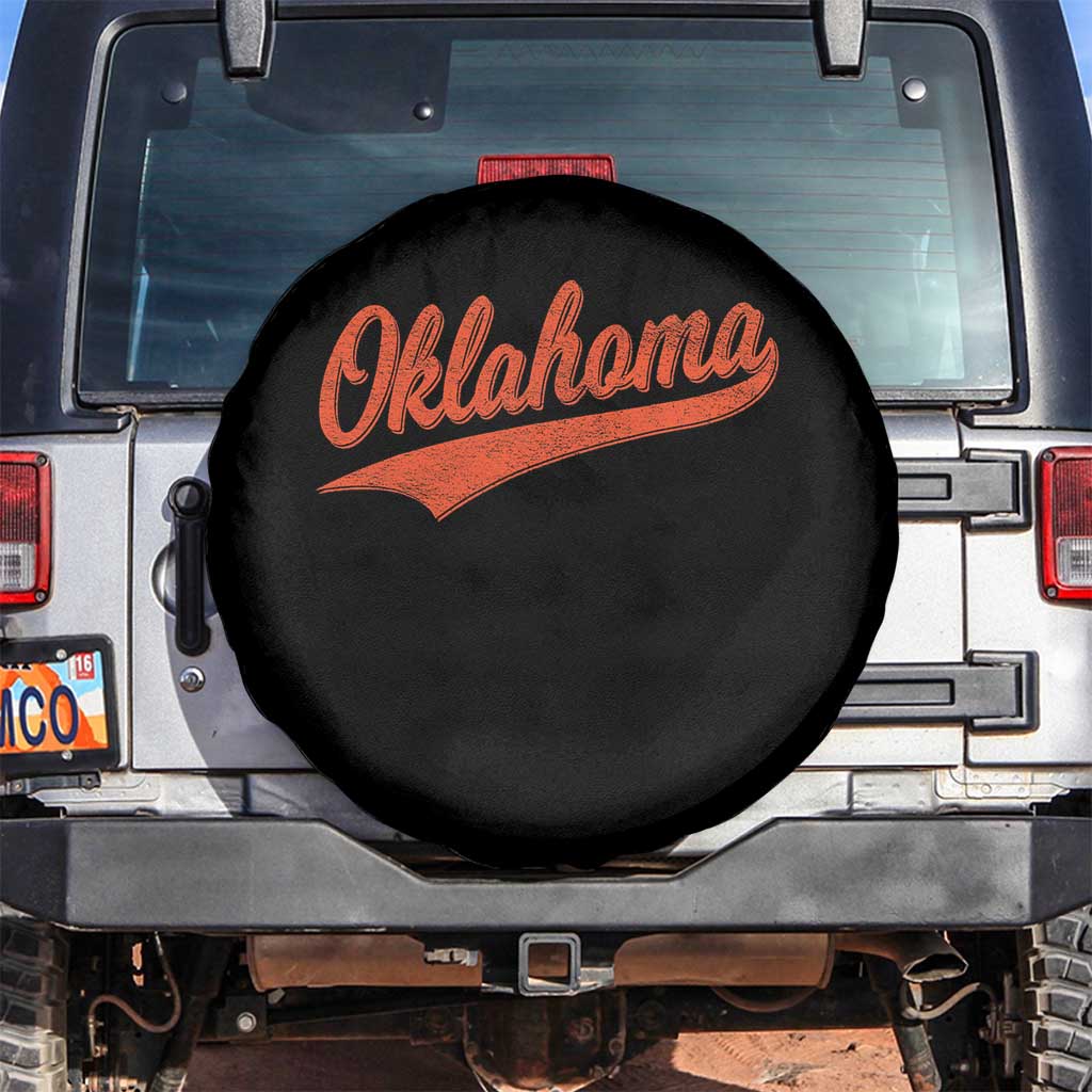 Vintage Oklahoma Orange Throwback Distressed Spare Tire Cover Retro Classic OK State Pride TS02 No hole Black Print Your Wear
