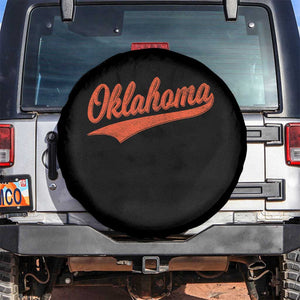 Vintage Oklahoma Orange Throwback Distressed Spare Tire Cover Retro Classic OK State Pride TS02 No hole Black Print Your Wear