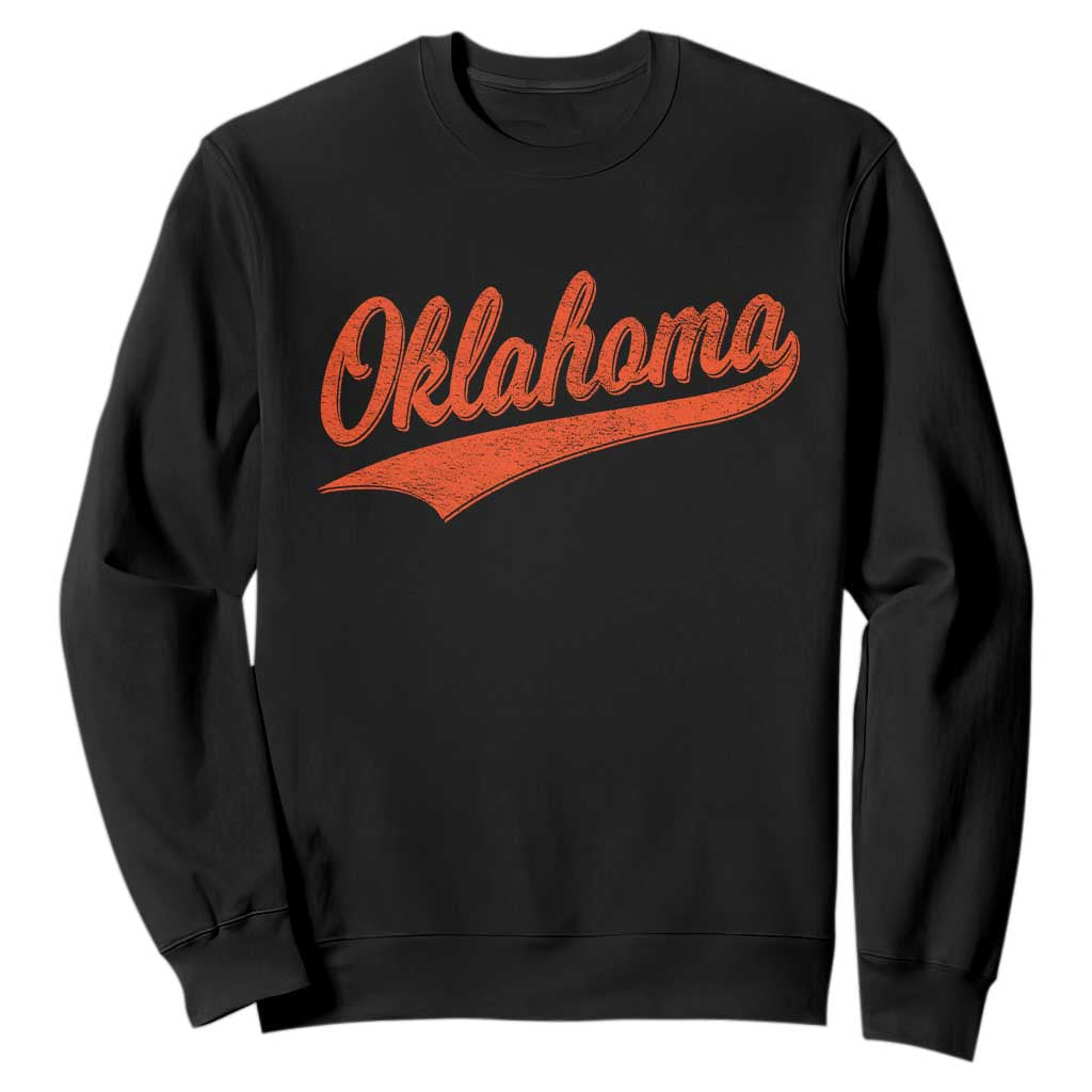 Vintage Oklahoma Orange Throwback Distressed Sweatshirt Retro Classic OK State Pride TS02 Black Print Your Wear