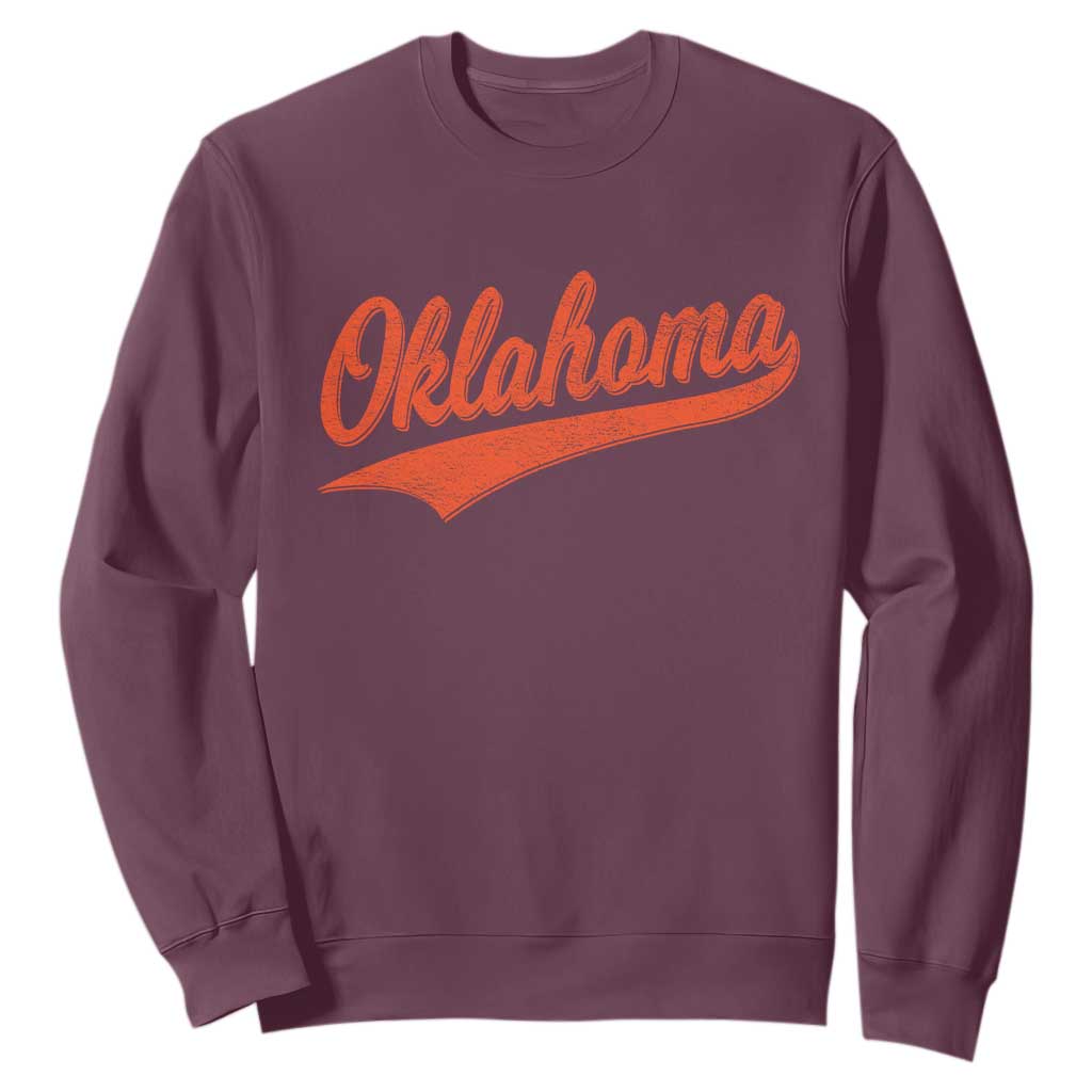 Vintage Oklahoma Orange Throwback Distressed Sweatshirt Retro Classic OK State Pride TS02 Maroon Print Your Wear