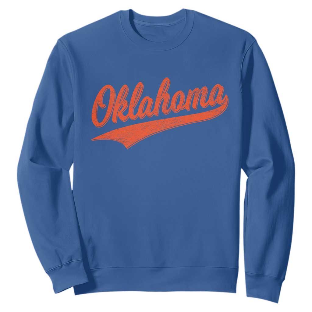 Vintage Oklahoma Orange Throwback Distressed Sweatshirt Retro Classic OK State Pride TS02 Royal Blue Print Your Wear