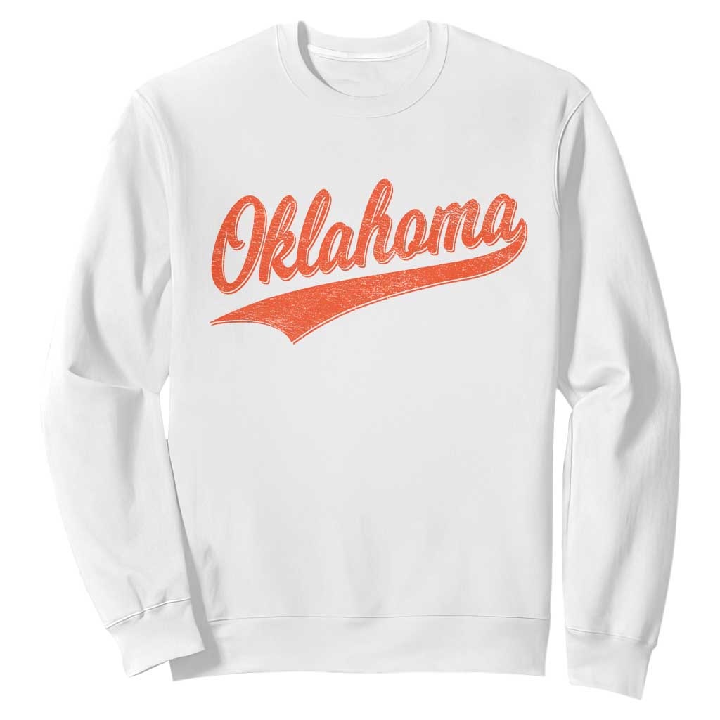 Vintage Oklahoma Orange Throwback Distressed Sweatshirt Retro Classic OK State Pride TS02 White Print Your Wear