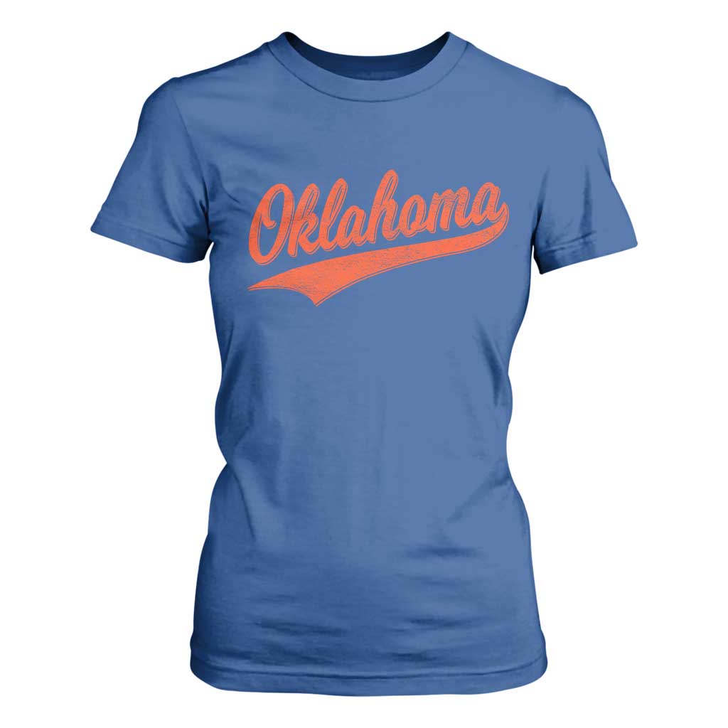 Vintage Oklahoma Orange Throwback Distressed T Shirt For Women Retro Classic OK State Pride TS02 Royal Blue Print Your Wear