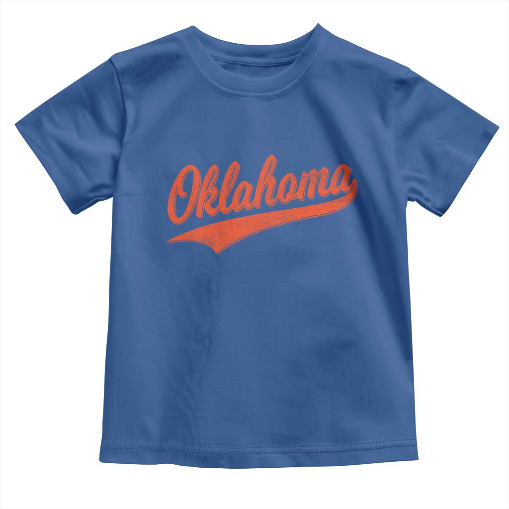 Vintage Oklahoma Orange Throwback Distressed Toddler T Shirt Retro Classic OK State Pride TS02 Royal Blue Print Your Wear