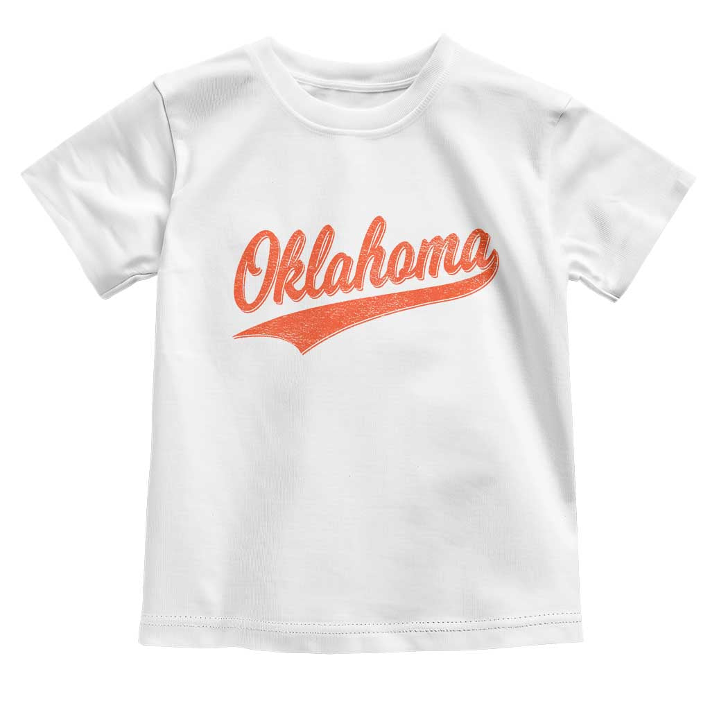 Vintage Oklahoma Orange Throwback Distressed Toddler T Shirt Retro Classic OK State Pride TS02 White Print Your Wear