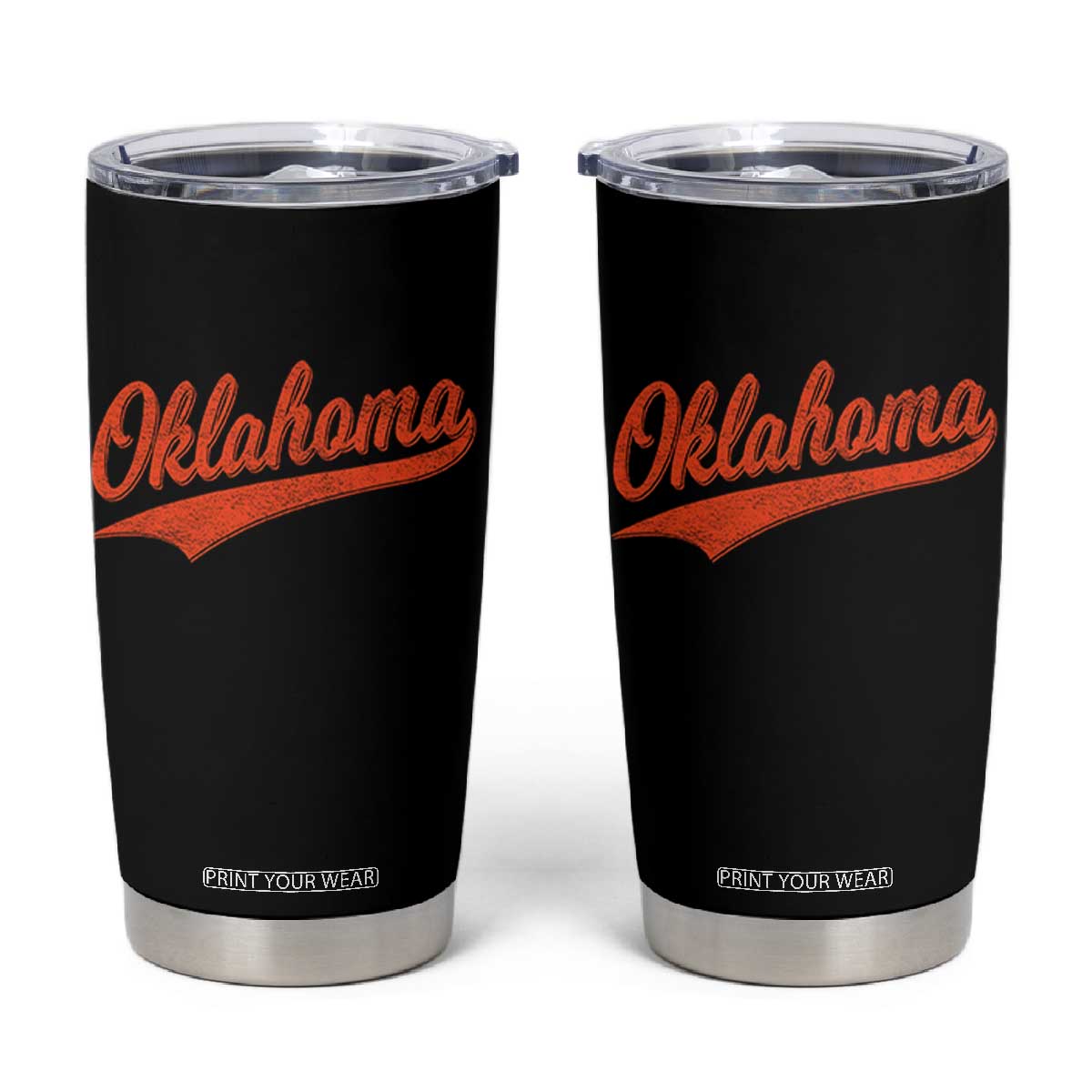 Vintage Oklahoma Orange Throwback Distressed Tumbler Cup Retro Classic OK State Pride TS02 Black Print Your Wear
