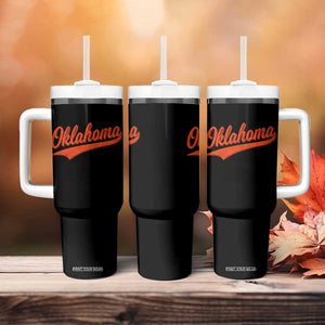 Vintage Oklahoma Orange Throwback Distressed Tumbler With Handle Retro Classic OK State Pride TS02 Print Your Wear