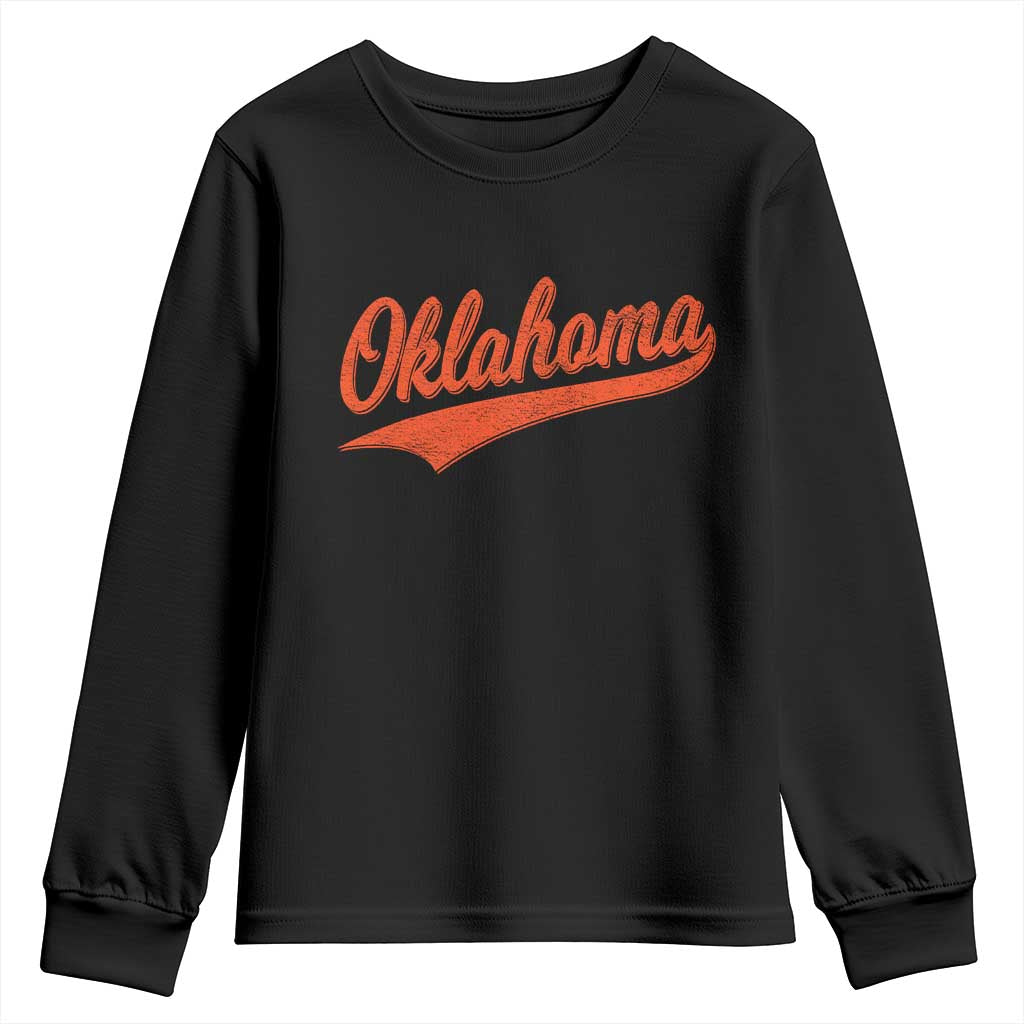 Vintage Oklahoma Orange Throwback Distressed Youth Sweatshirt Retro Classic OK State Pride TS02 Black Print Your Wear