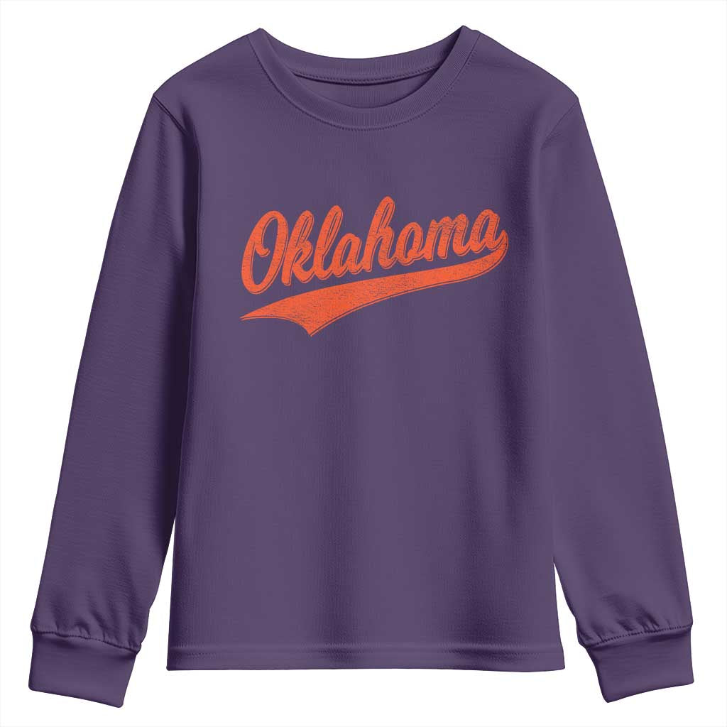 Vintage Oklahoma Orange Throwback Distressed Youth Sweatshirt Retro Classic OK State Pride TS02 Purple Print Your Wear