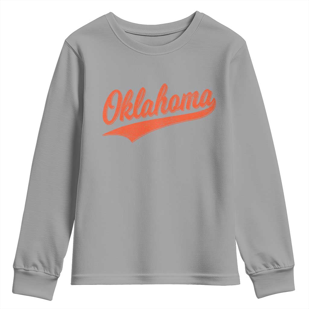 Vintage Oklahoma Orange Throwback Distressed Youth Sweatshirt Retro Classic OK State Pride TS02 Sport Gray Print Your Wear