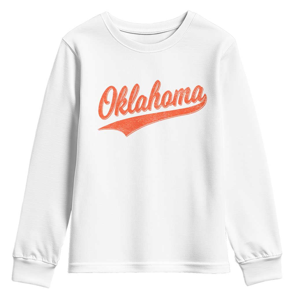 Vintage Oklahoma Orange Throwback Distressed Youth Sweatshirt Retro Classic OK State Pride TS02 White Print Your Wear