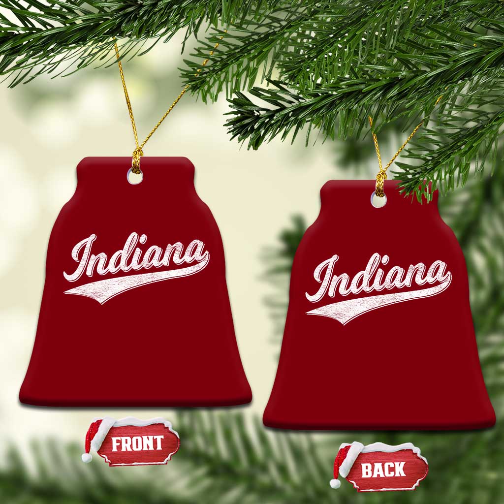Vintage Indiana Retro Throwback Distressed Ceramic Ornament Retro Classic IN State Pride - Print Your Wear