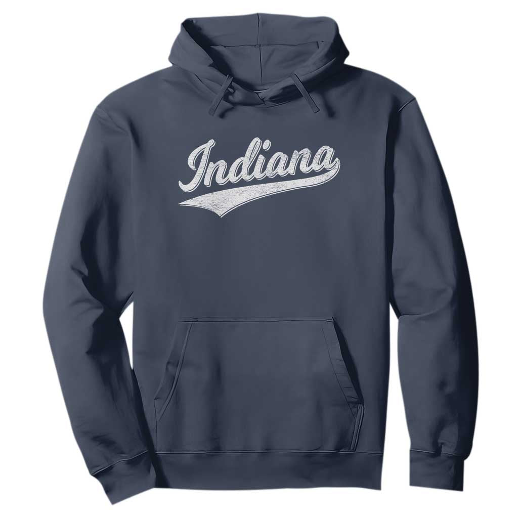 Vintage Indiana Retro Throwback Distressed Hoodie Retro Classic IN State Pride TS02 Navy Print Your Wear