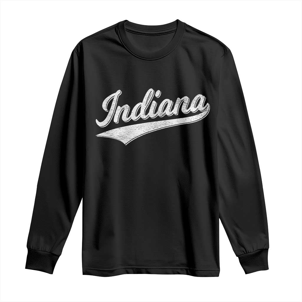 Vintage Indiana Retro Throwback Distressed Long Sleeve Shirt Retro Classic IN State Pride TS02 Black Print Your Wear