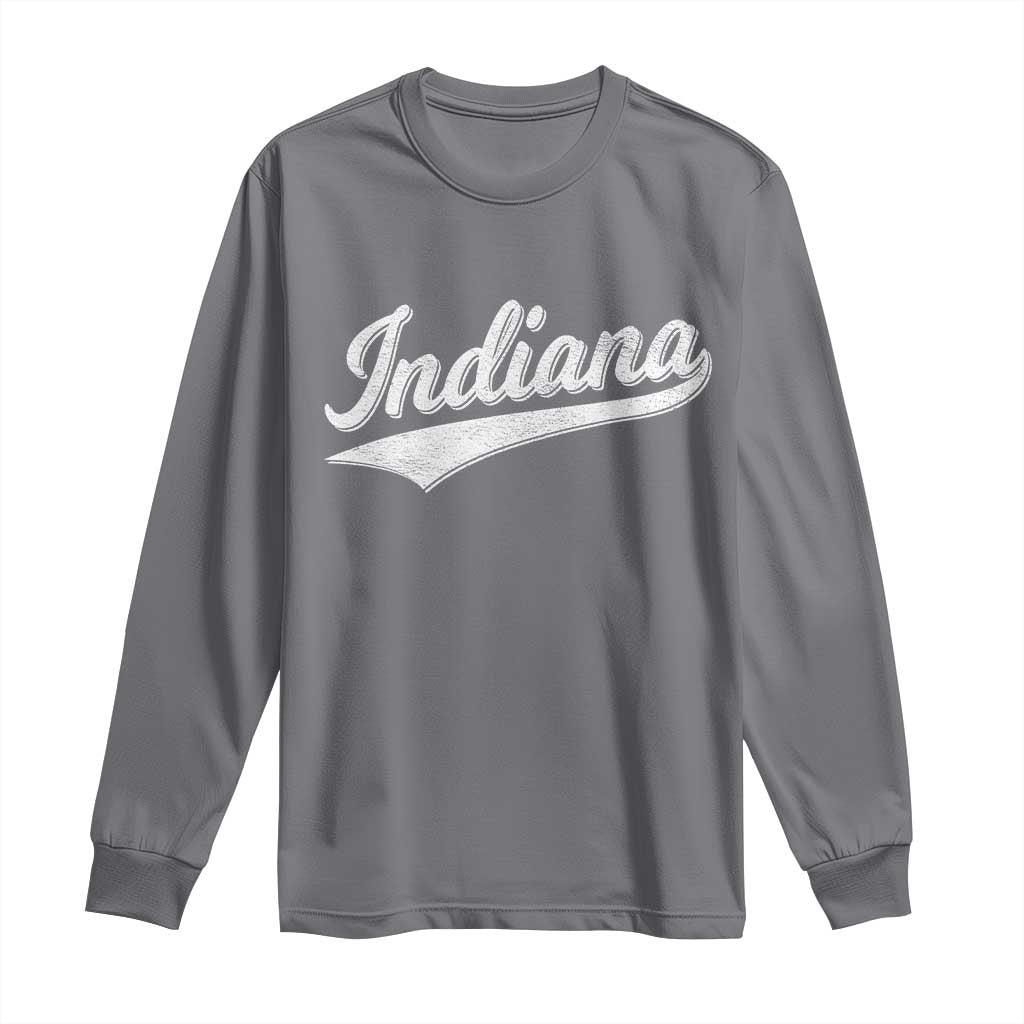 Vintage Indiana Retro Throwback Distressed Long Sleeve Shirt Retro Classic IN State Pride TS02 Charcoal Print Your Wear