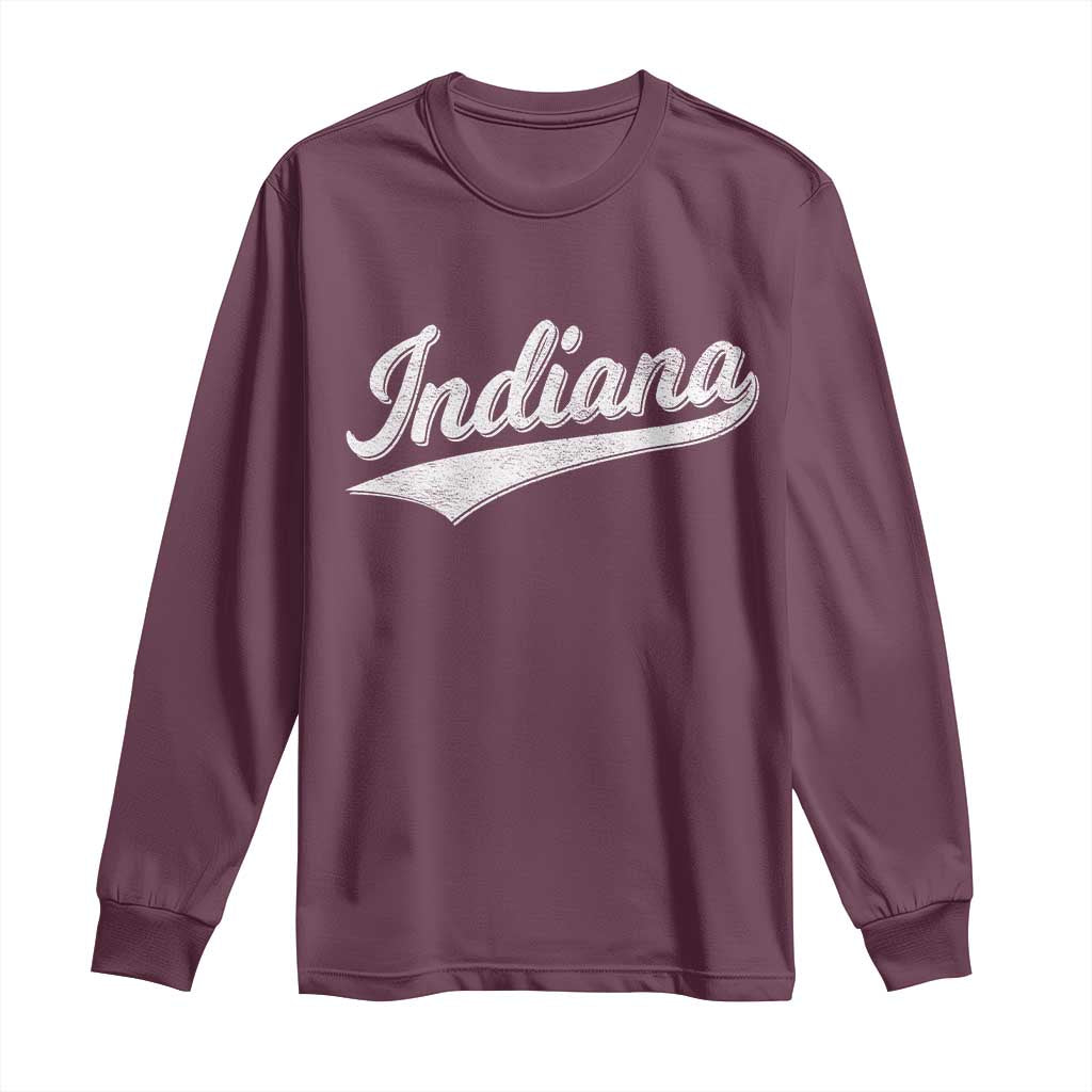 Vintage Indiana Retro Throwback Distressed Long Sleeve Shirt Retro Classic IN State Pride TS02 Maroon Print Your Wear