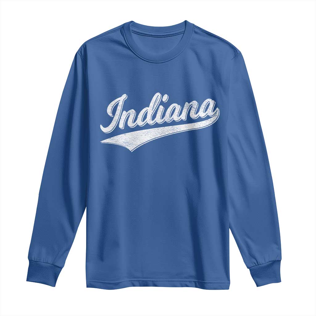 Vintage Indiana Retro Throwback Distressed Long Sleeve Shirt Retro Classic IN State Pride TS02 Royal Blue Print Your Wear