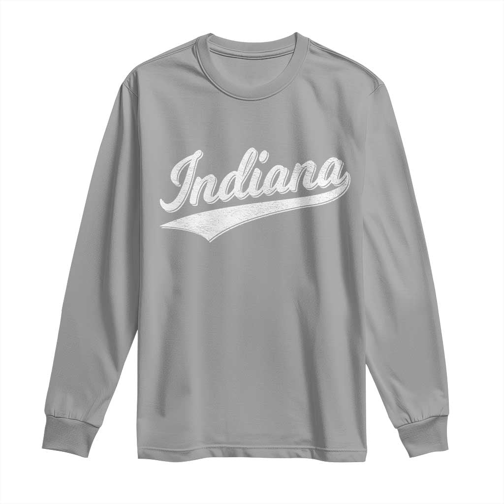 Vintage Indiana Retro Throwback Distressed Long Sleeve Shirt Retro Classic IN State Pride TS02 Sport Gray Print Your Wear