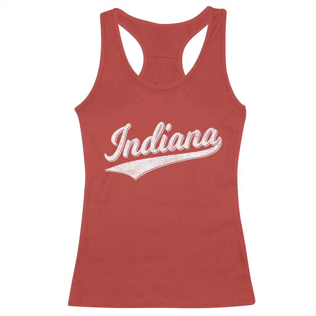 Vintage Indiana Retro Throwback Distressed Racerback Tank Top Retro Classic IN State Pride - Print Your Wear