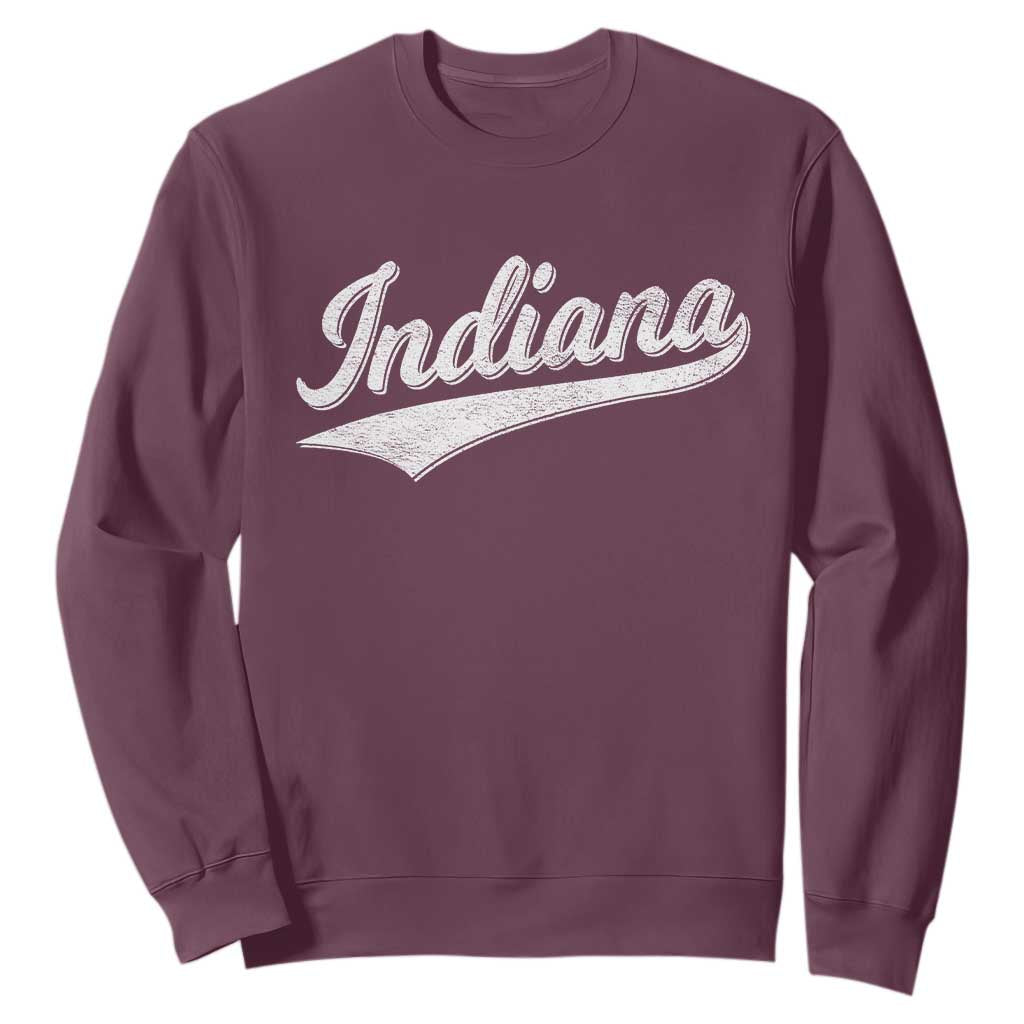 Vintage Indiana Retro Throwback Distressed Sweatshirt Retro Classic IN State Pride TS02 Maroon Print Your Wear