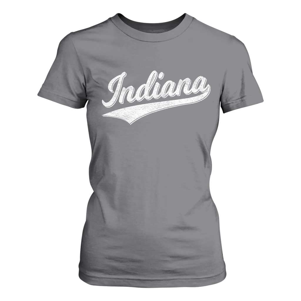 Vintage Indiana Retro Throwback Distressed T Shirt For Women Retro Classic IN State Pride TS02 Charcoal Print Your Wear