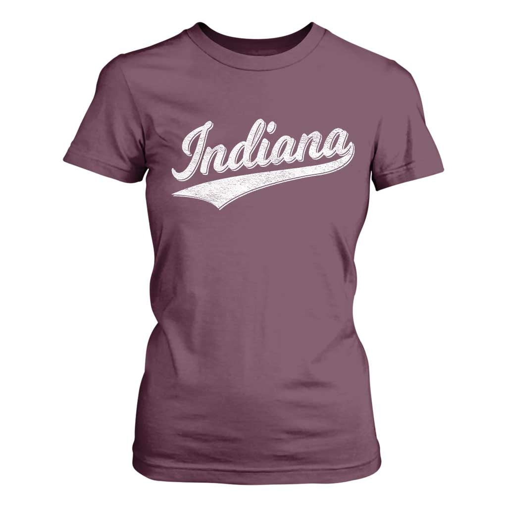 Vintage Indiana Retro Throwback Distressed T Shirt For Women Retro Classic IN State Pride TS02 Maroon Print Your Wear