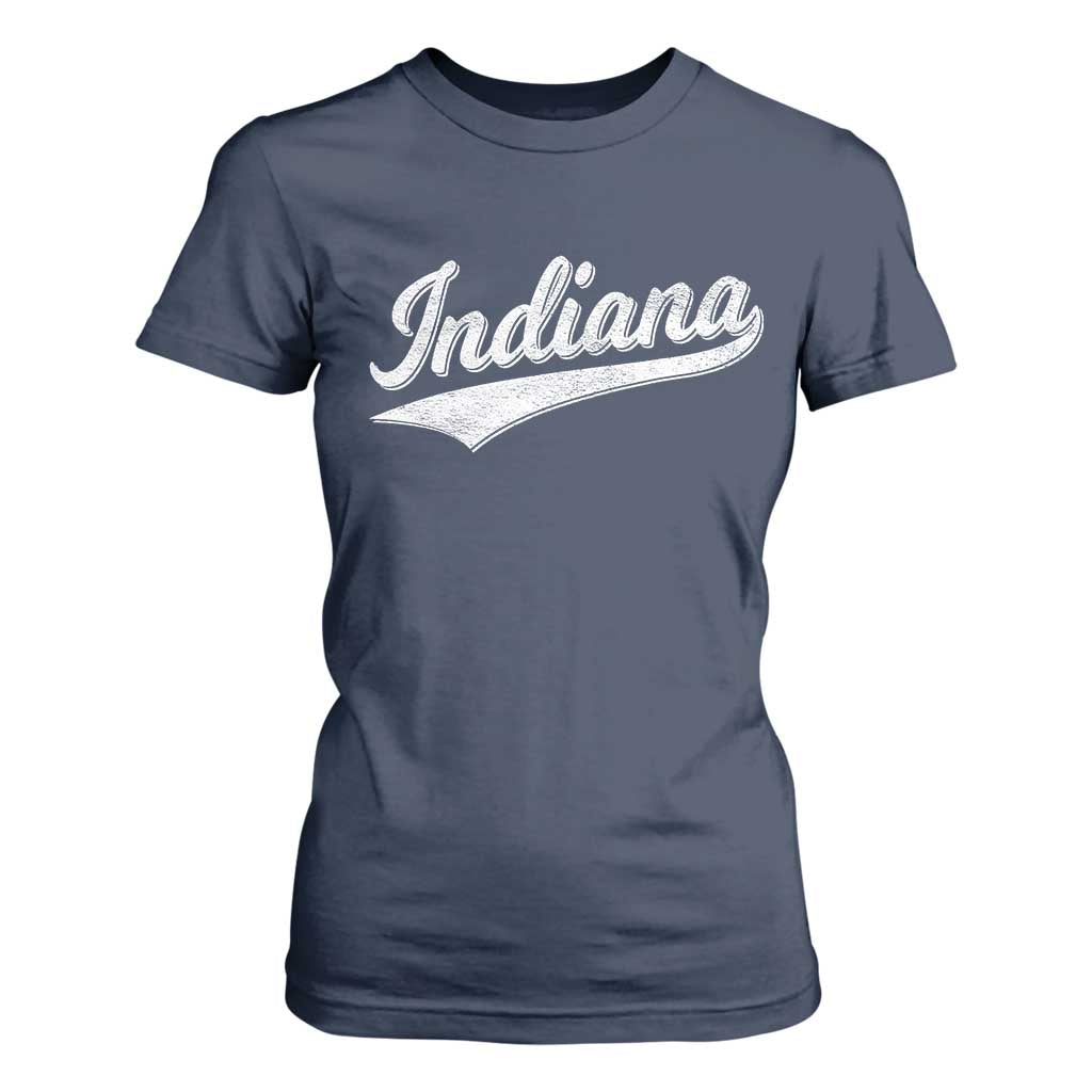 Vintage Indiana Retro Throwback Distressed T Shirt For Women Retro Classic IN State Pride TS02 Navy Print Your Wear