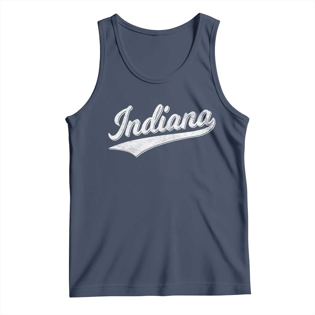 Vintage Indiana Retro Throwback Distressed Tank Top Retro Classic IN State Pride TS02 Navy Print Your Wear